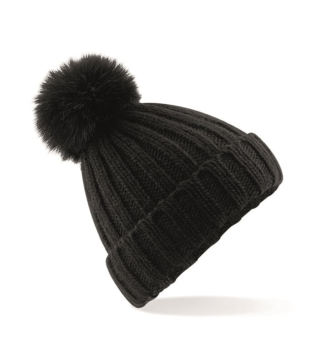 Verbier Fur Pop Pom Chunky Beanie