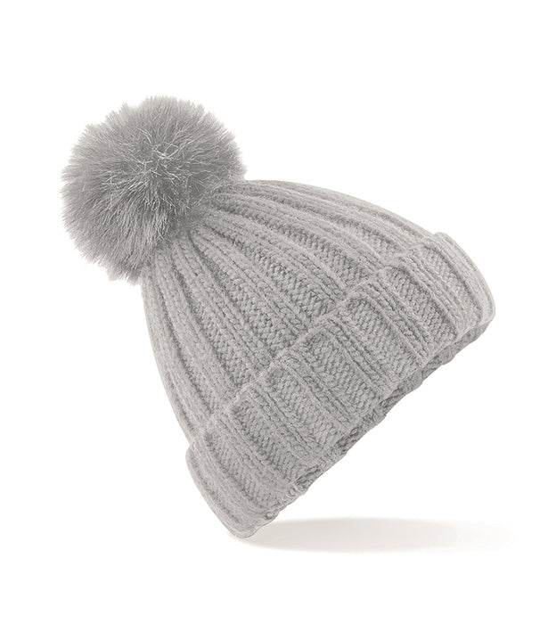 Verbier Fur Pop Pom Chunky Beanie