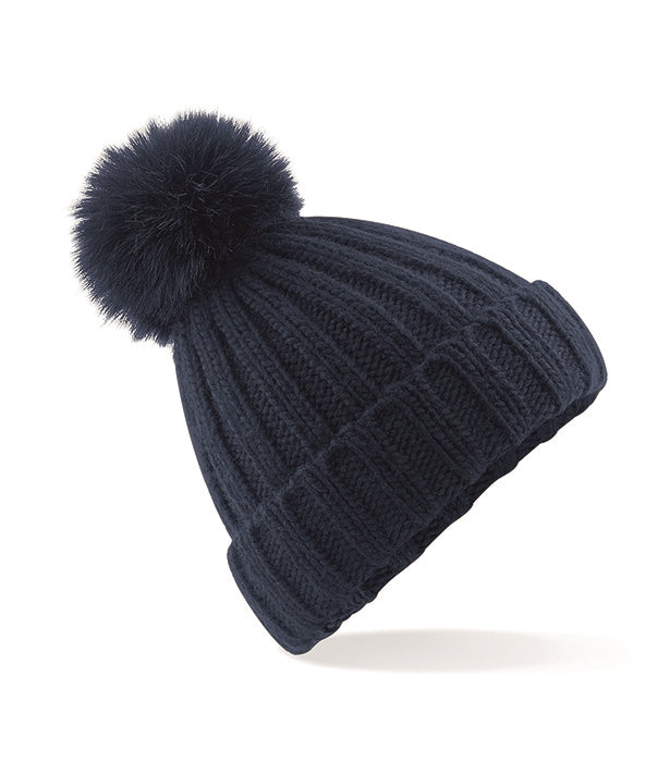 Verbier Fur Pop Pom Chunky Beanie